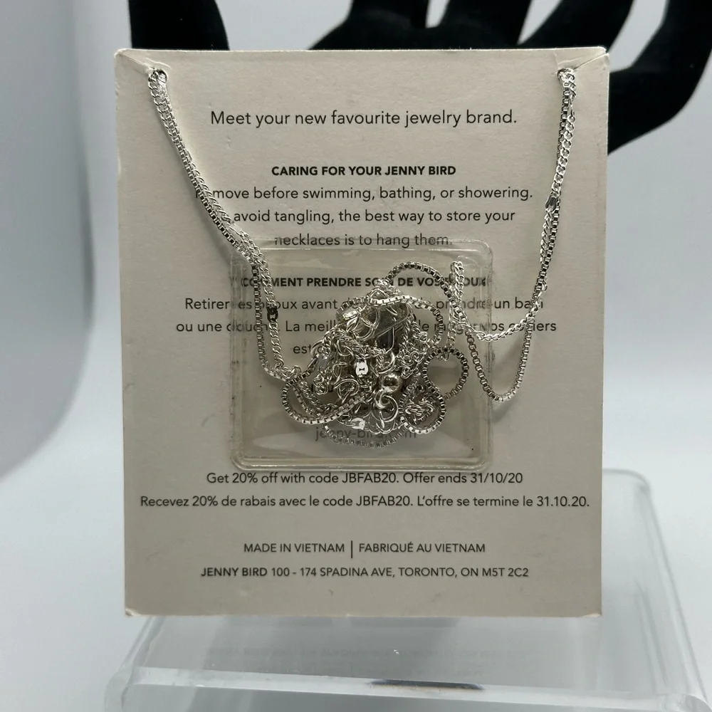 Jenny Bird "Leana" Double Silver Tone Layered Pendant Chain Necklace. - Picture 4 of 4